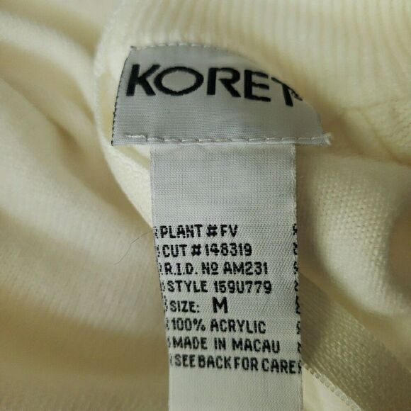 Koret Short Sleeve Sweater Ivory White Back Zipper Preppy Academia Size M - Picture 7 of 10